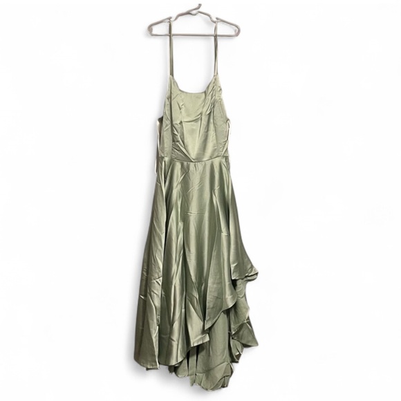 Lulus Green Satin Tie-Back Dress - Picture 5 of 6